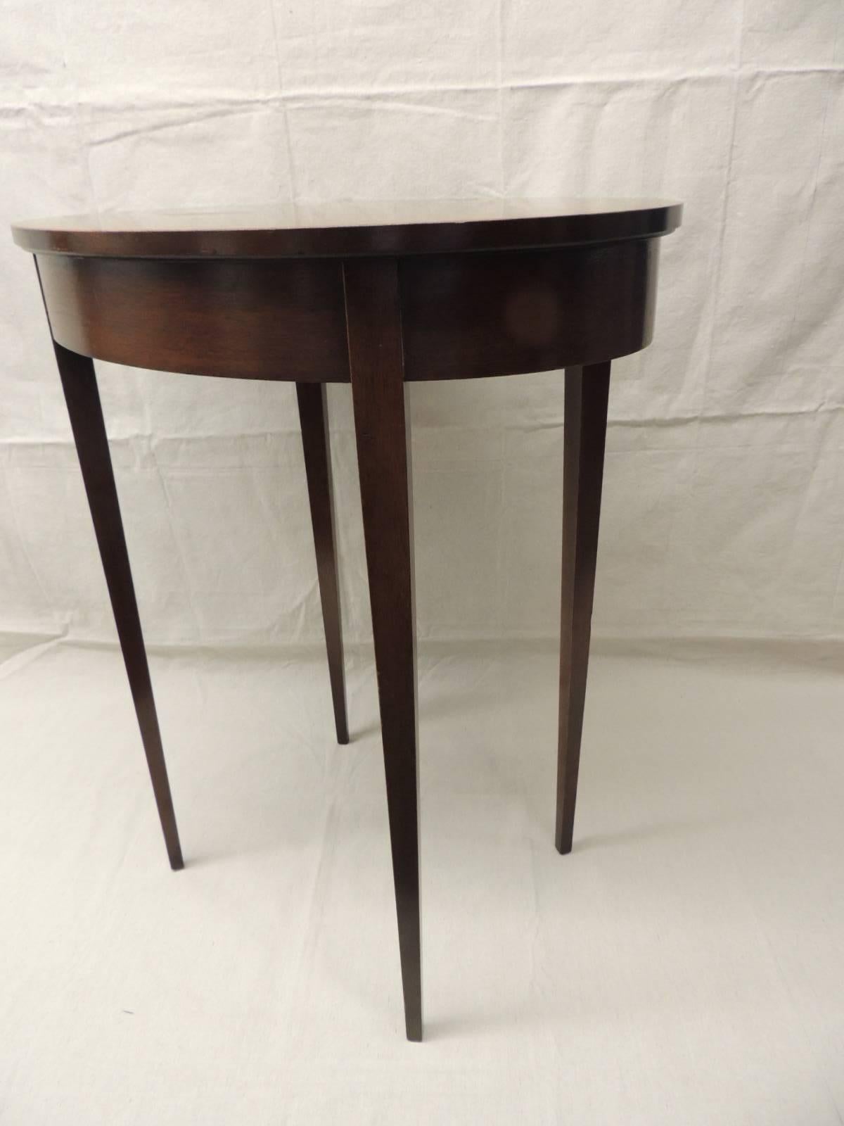 American Vintage Oval Wood Side Table with Square Tapered Legs