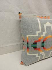 Pair of American Indian Pattern Blanket Pillows in Grey