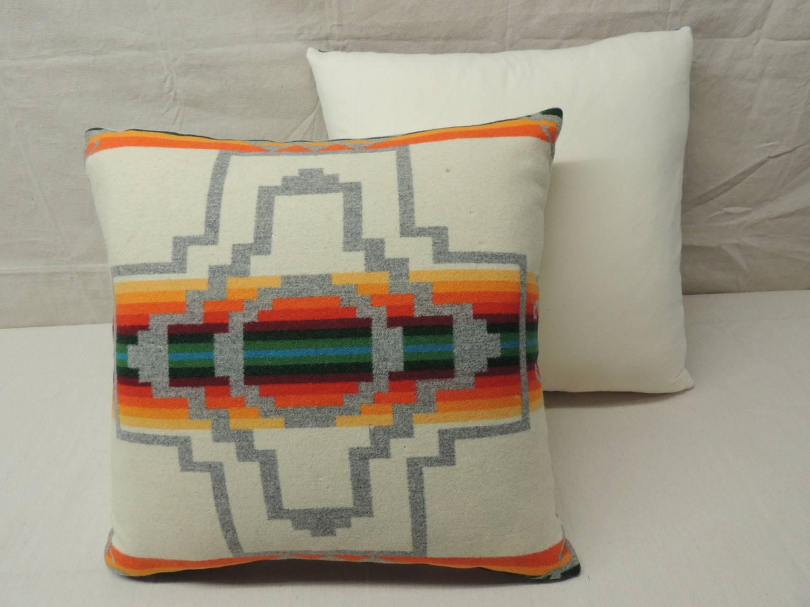 North American Pair of American Indian Pattern Blanket Pillows in Natural