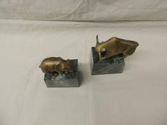 Brass Bear and Bull Bookends