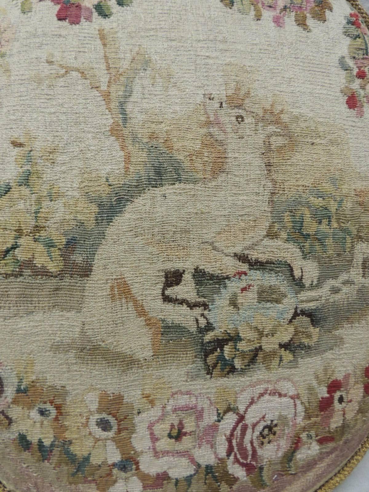 Baroque Pair of 18th Century Aubusson Tapestry Decorative Pillows