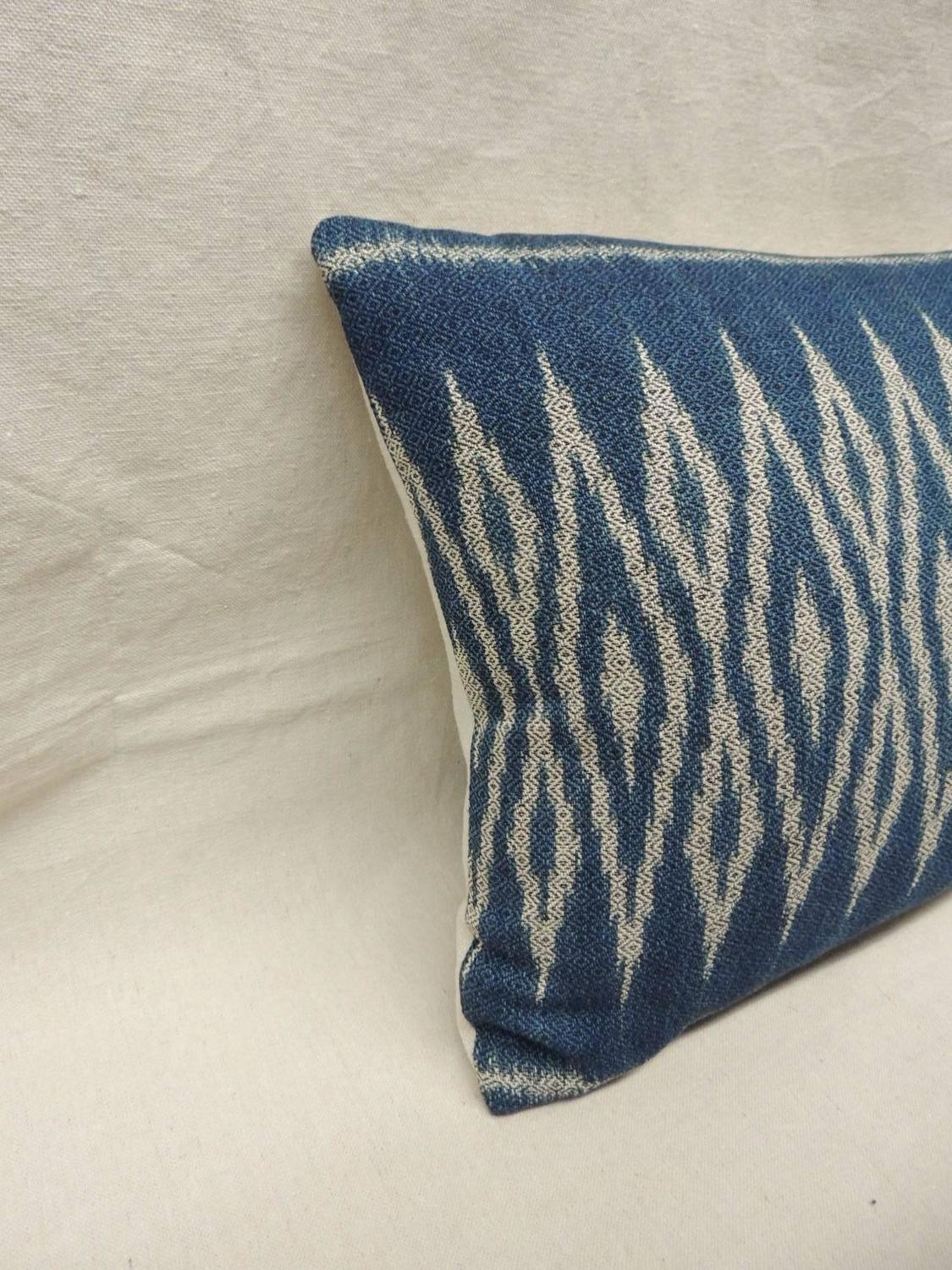 Vintage Blue Ikat Bolster Pillow at 1stdibs