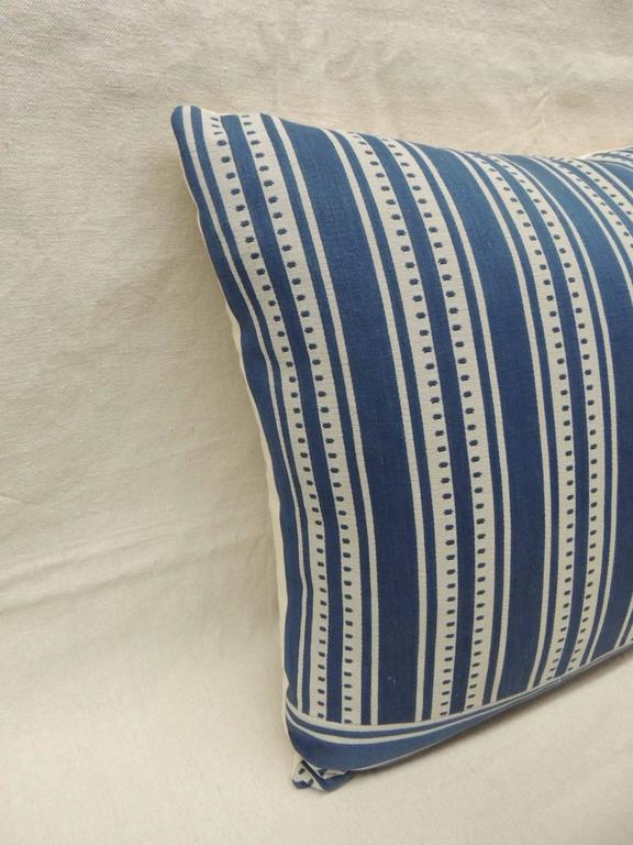 Vintage French Blue and White Stripe Bolster Pillow For Sale at 1stdibs