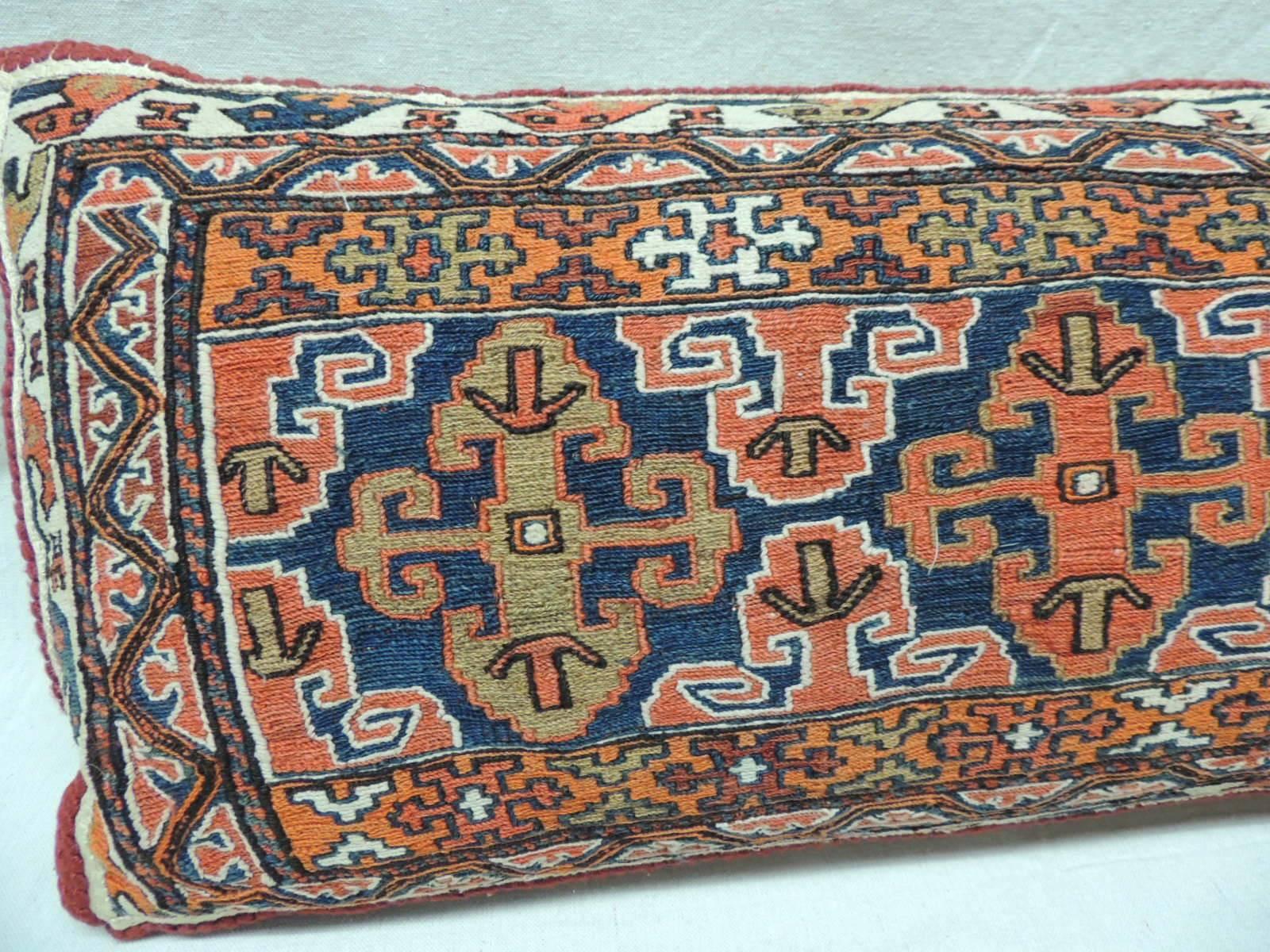 Tribal 19th Century Uzbek Kilim Large Bolster Pillow