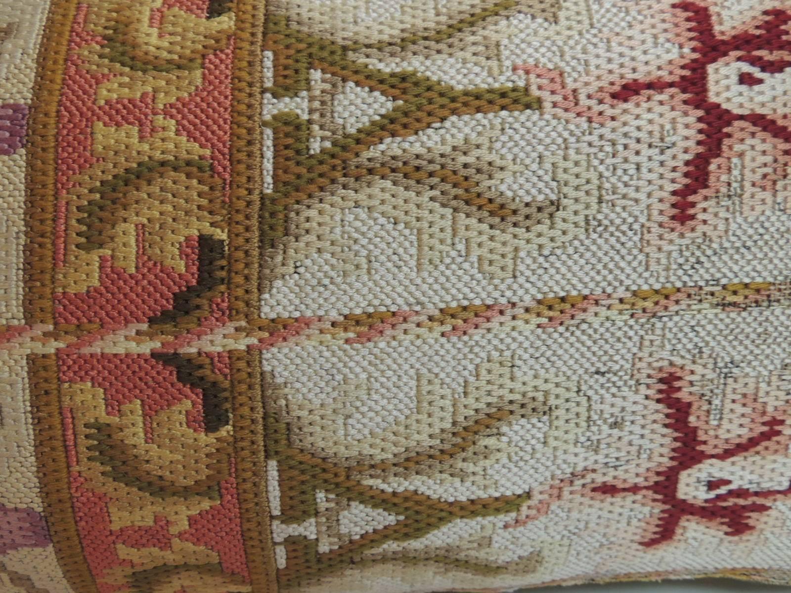 Italian 19th Century Orange and Gold Tapestry Decorative Lumbar Pillow