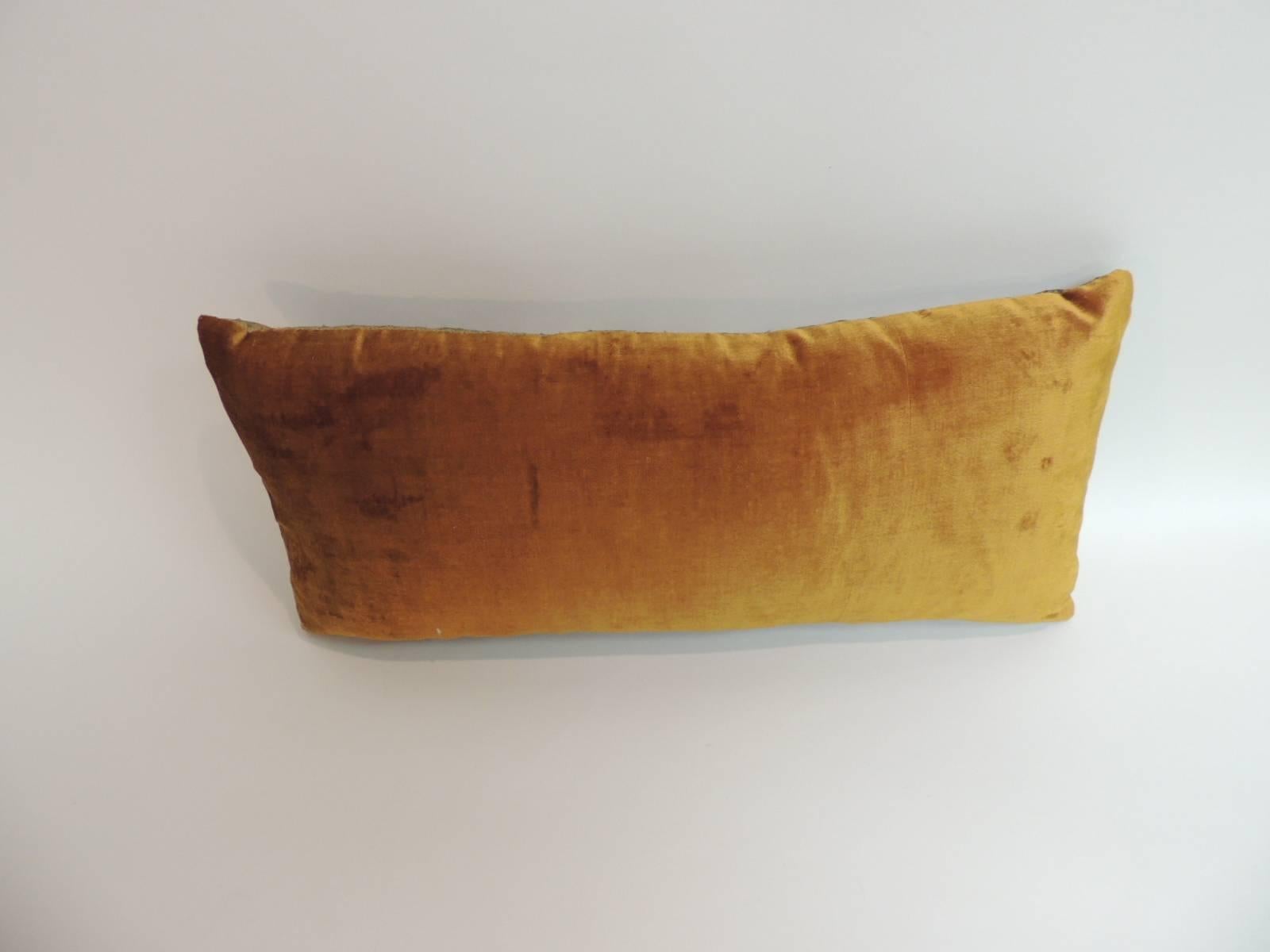 Hand-Crafted 19th Century Orange and Gold Tapestry Decorative Lumbar Pillow