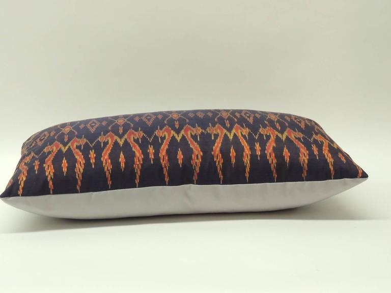 Antique Purple Silk Ikat Decorative Bolster Pillow For Sale at 1stdibs