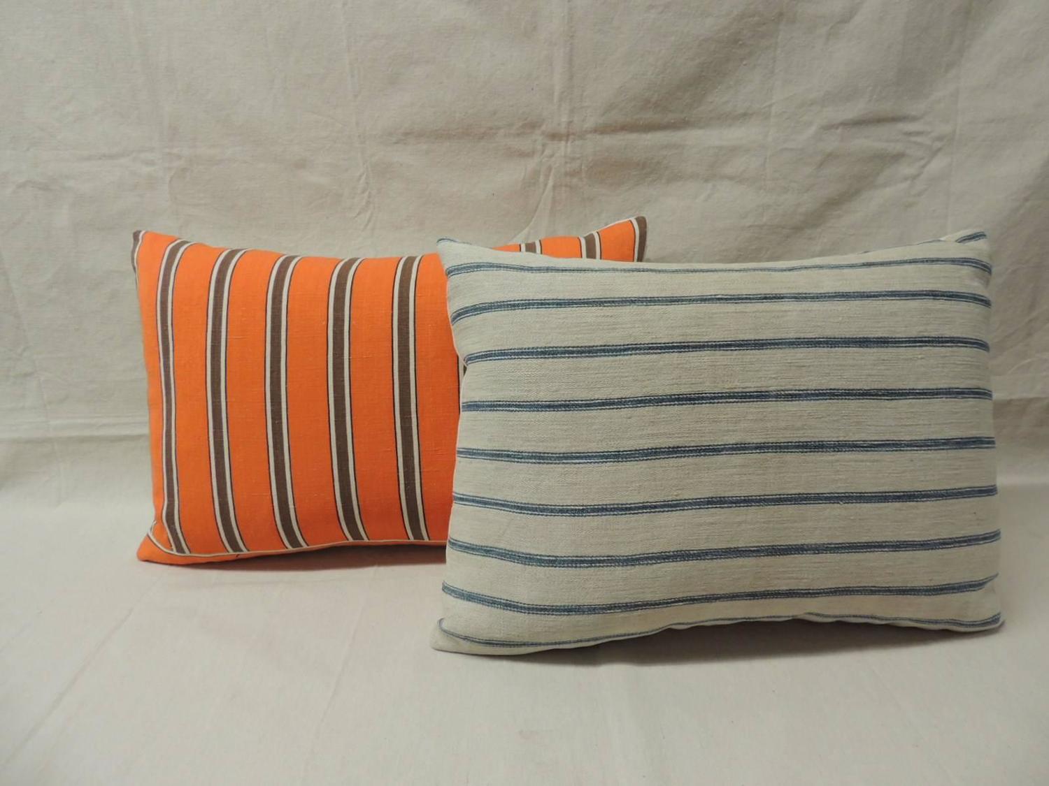 Vintage French Homespun Linen Bolsters Pillows For Sale at 1stdibs
