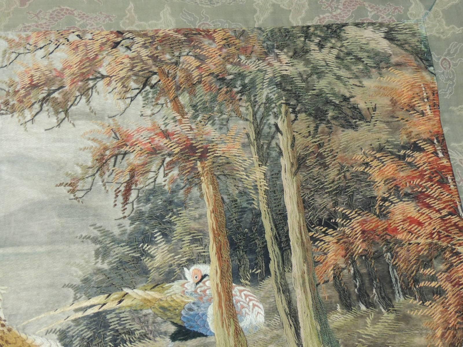 Japanese CLOSE OUT SALE: Large Asian Embroidery Scenery Tapestry From Japan
