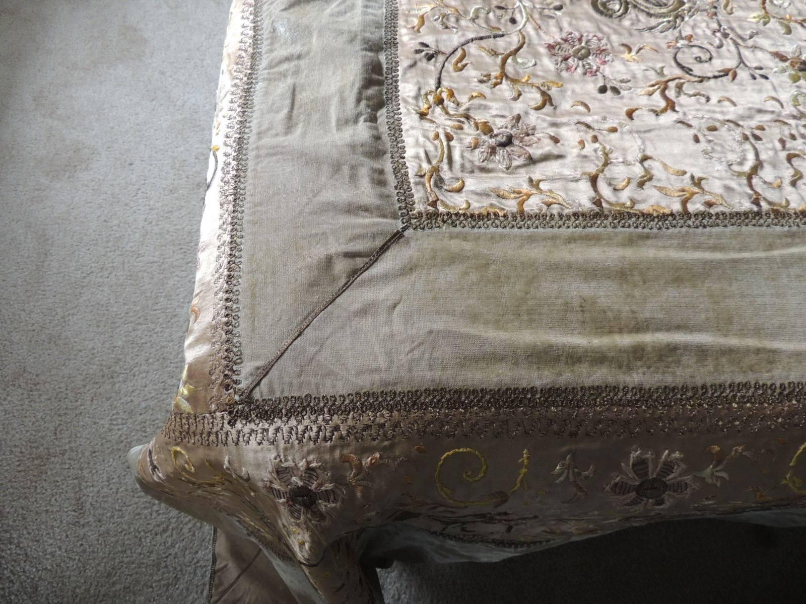 Hand-Crafted Green Asian Silk Embroidered Bed Cover or Wall Hanging Tapestry