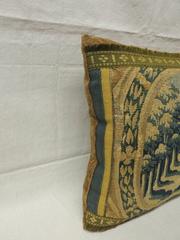 18th Century Gold and Green Verdure Tapestry Decorative Pillow