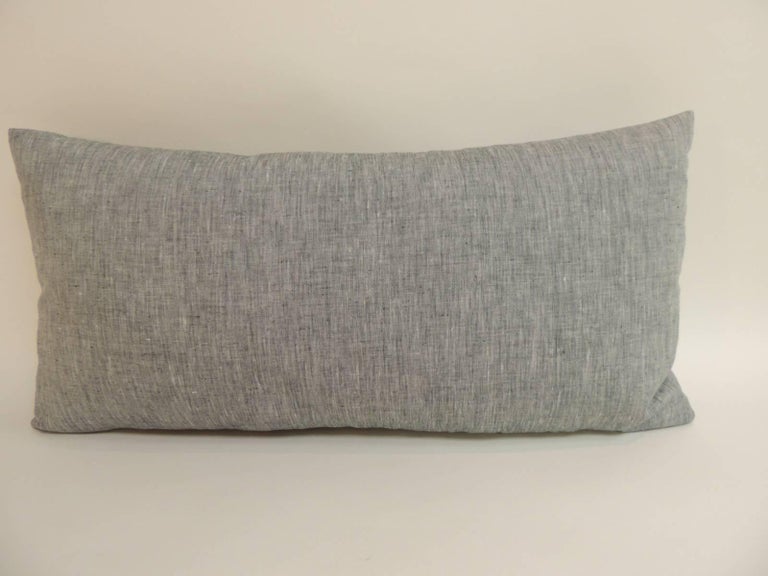 Vintage Blue and White Indian Bolster Decorative Pillow For Sale at 1stdibs