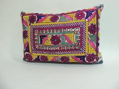 Vintage Hand-Embroidered Tibetan Bolster Decorative Pillow