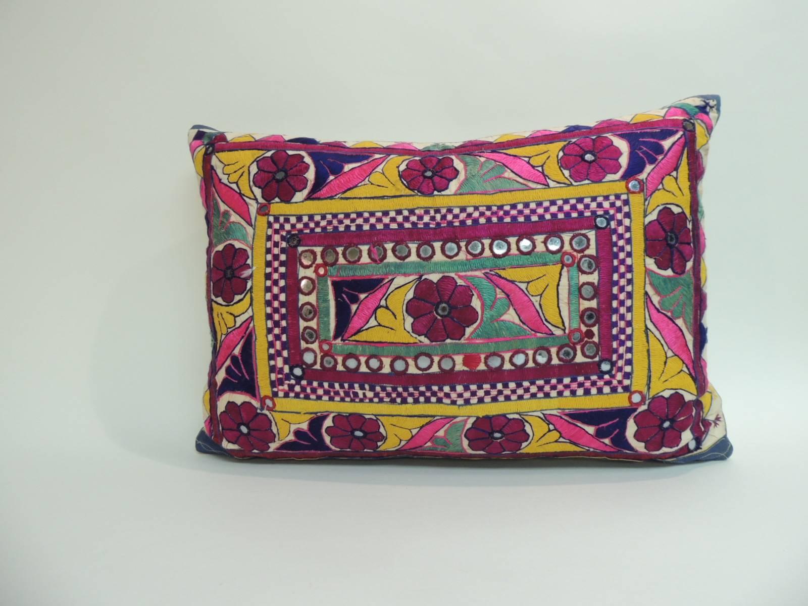 Tribal Vintage Hand-Embroidered Tibetan Bolster Decorative Pillow