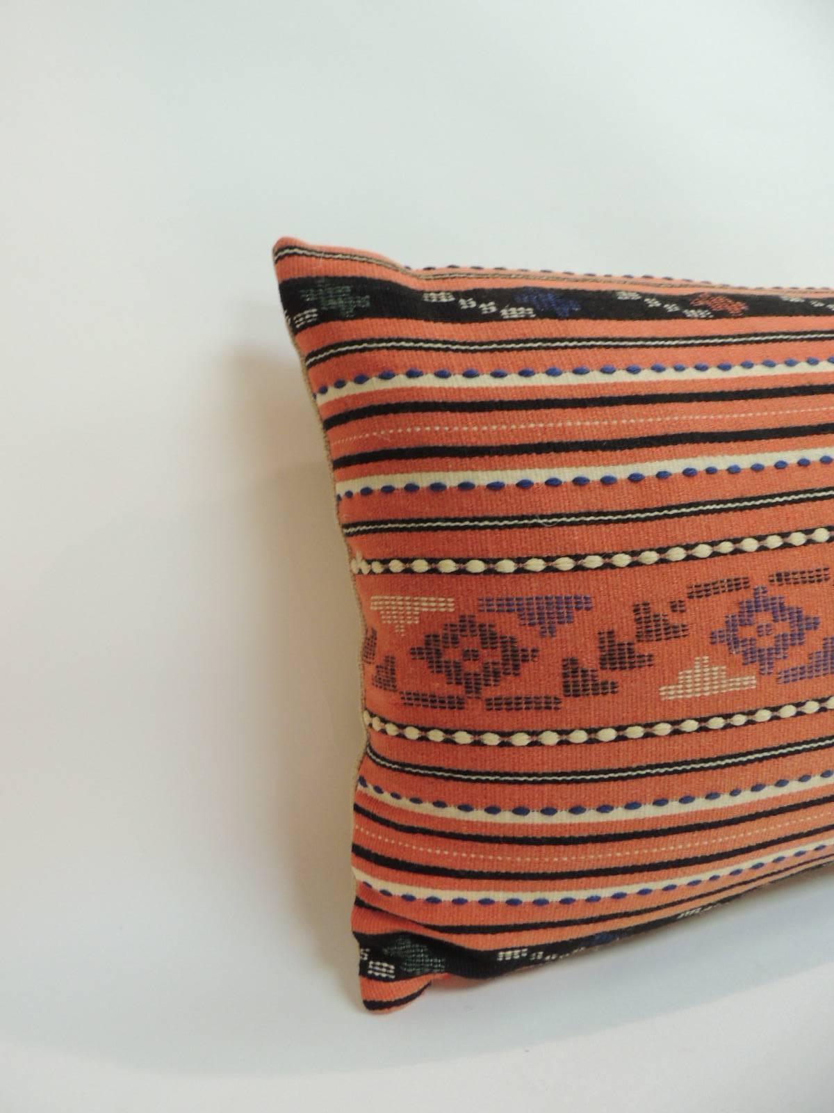 Tribal Vintage Turkish Woven Textile Bolster Decorative Pillow