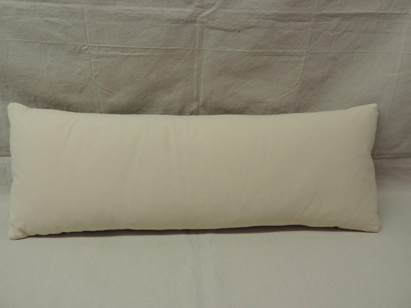 Hand-Woven Long 19th Century French Linen Home-Spun Bolster Decorative Pillow