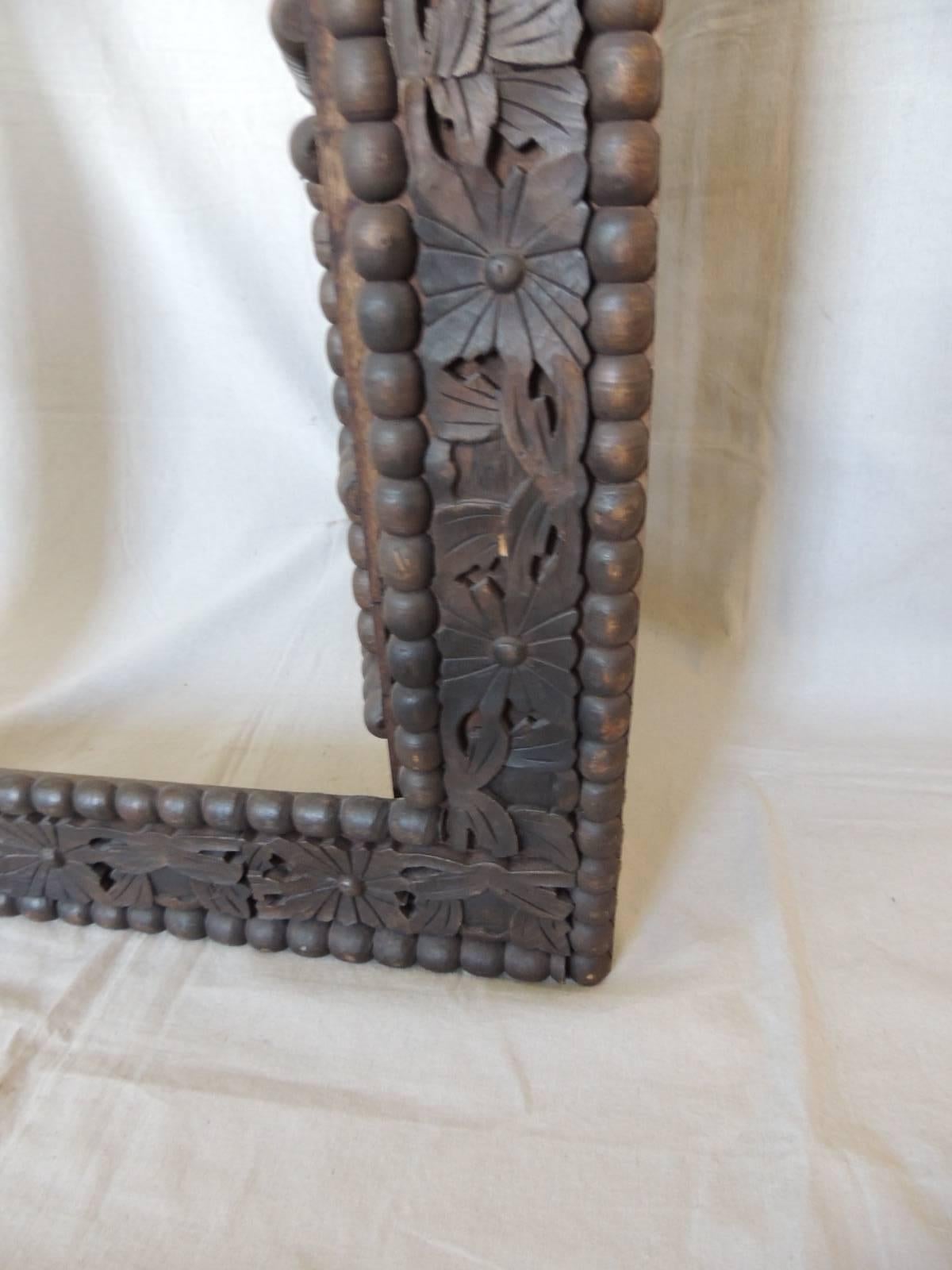 Hand-Crafted Large Asian Antique Carved Wood Window with Door