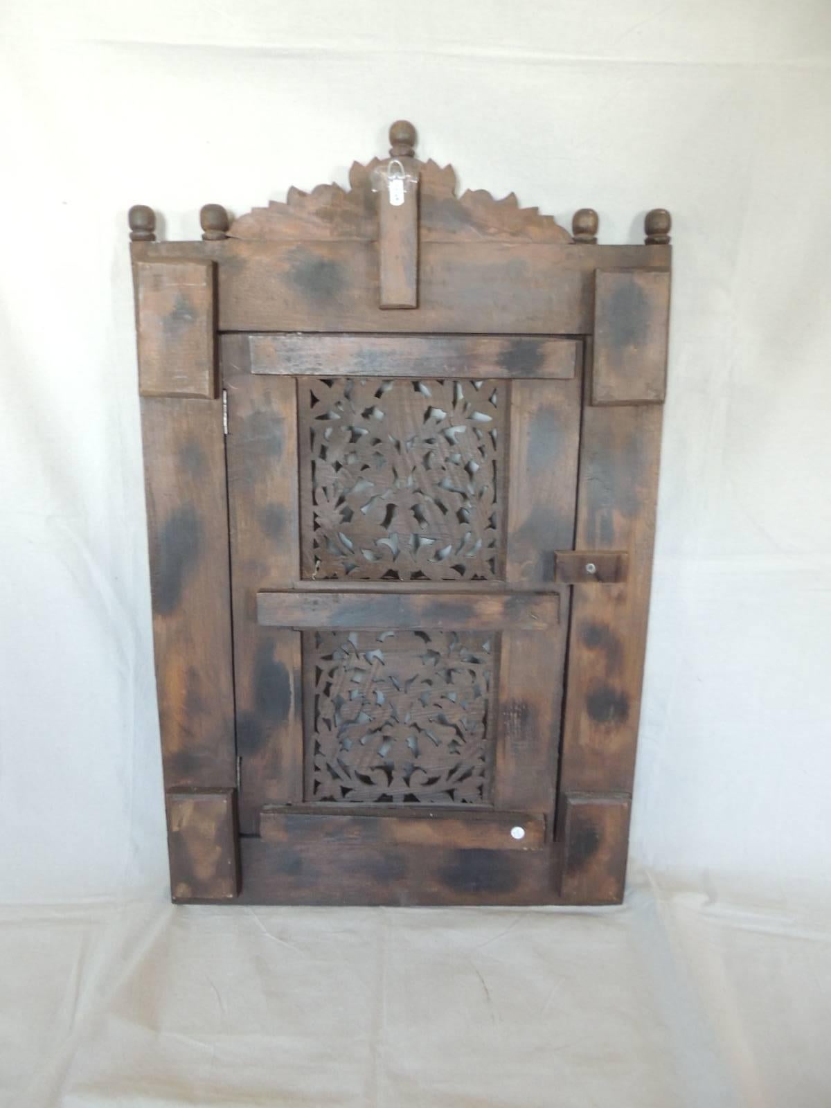 Large Asian Antique Carved Wood Window with Door 1
