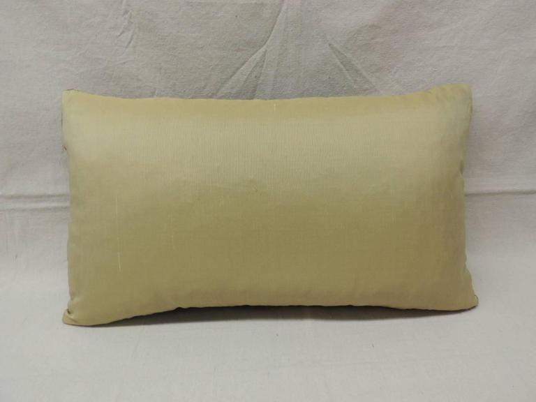 Gold and Brown Silk Velvet Bolster Handmade Pillow with Gold Antique