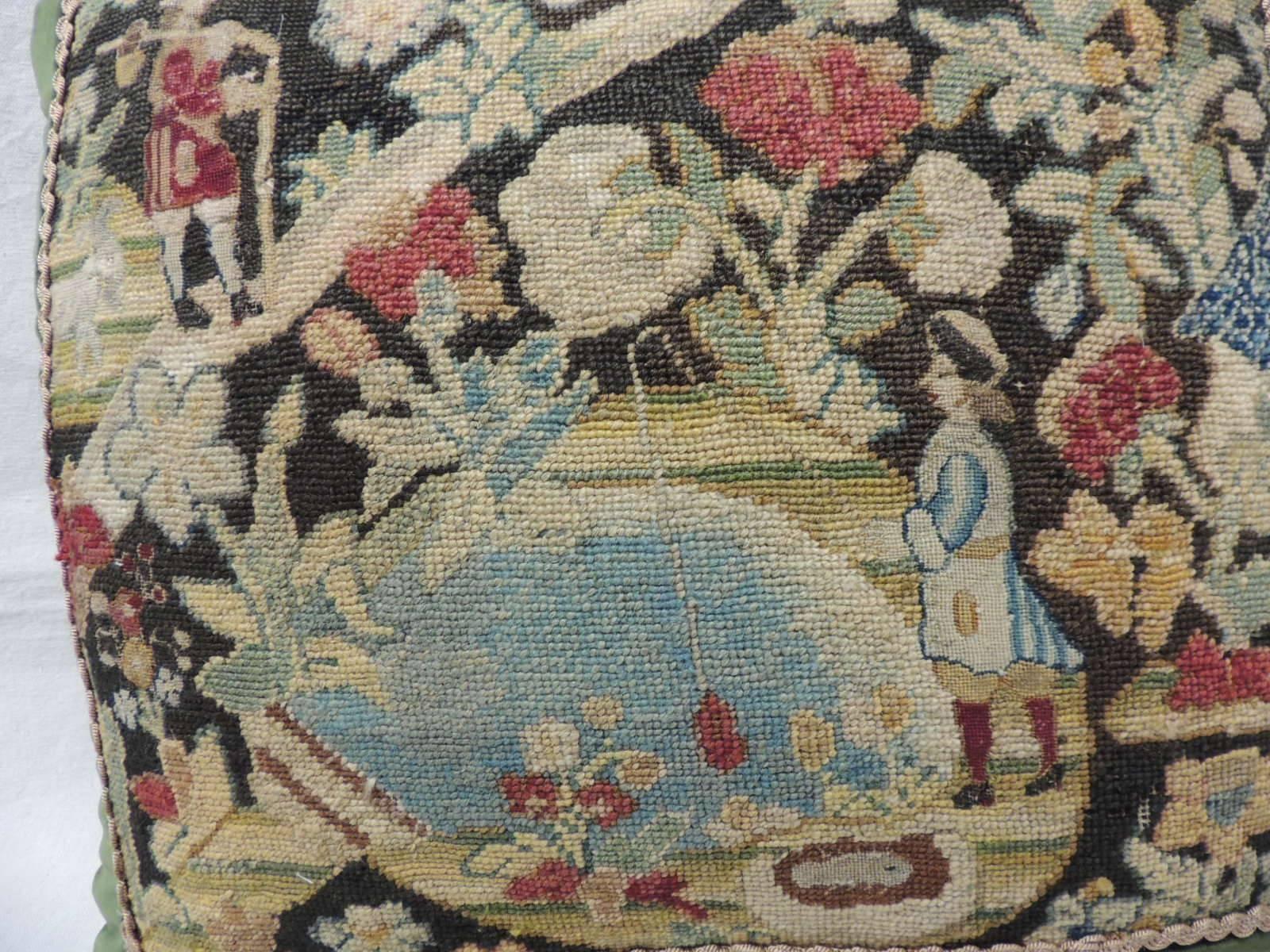 Hand-Crafted 18th Century French Tapestry Decorative Pillow