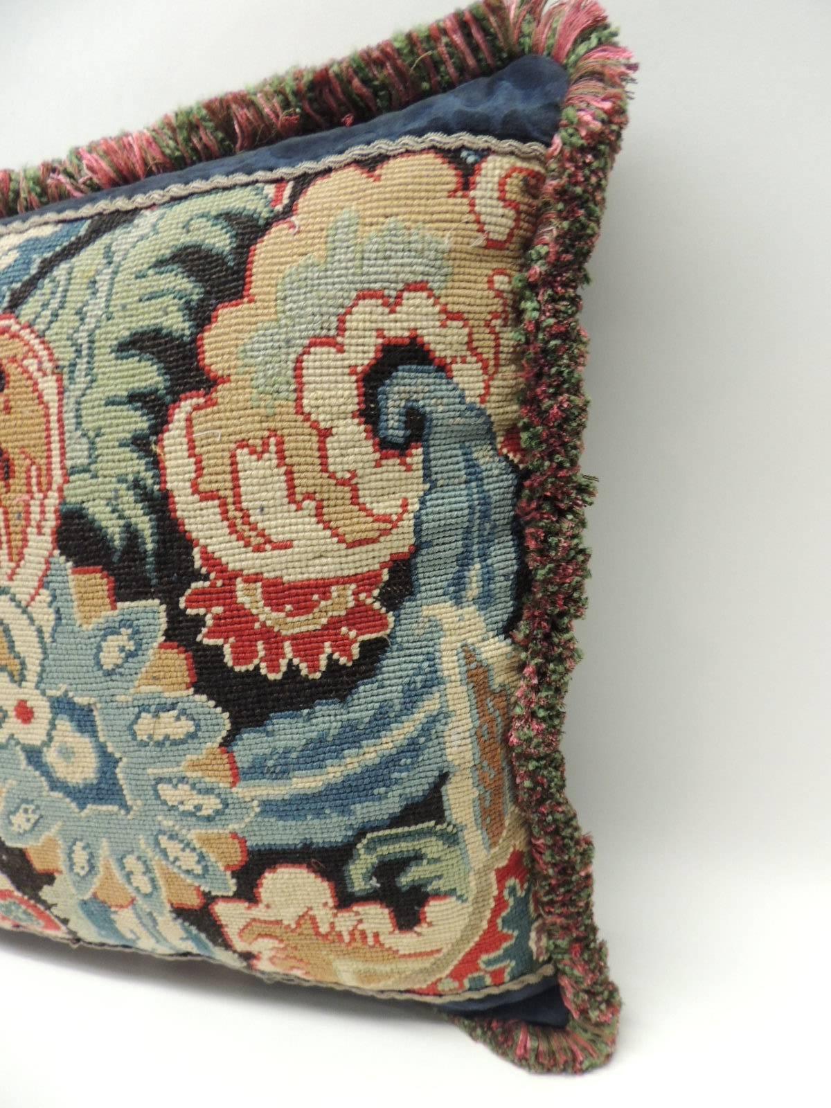 European 18th Century French Needlework Tapestry Decorative Pillow