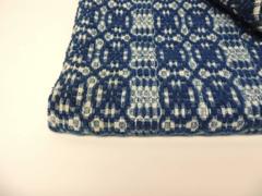 Antique Double Weave Americana Blue and White Coverlet