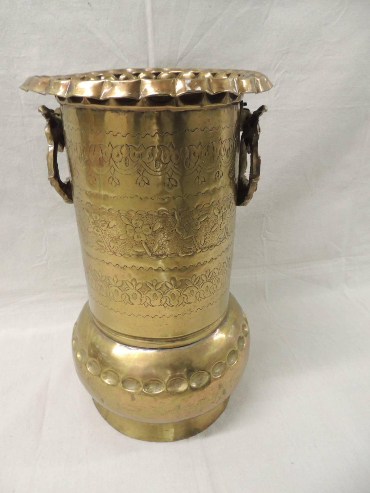 Hand-Crafted Monumental Vintage Persian Brass Vase