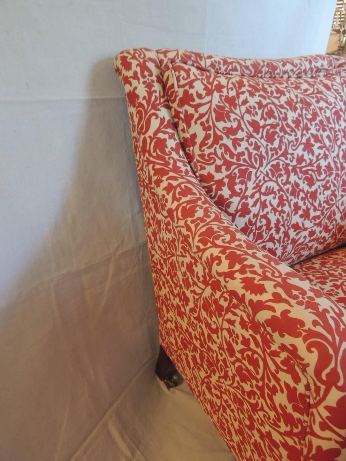 Classic George Smith "Fairhill" Upholstered armchair in India flower fabric. "George Smith has become synonymous with beautifully crafted furniture. Every sofa, chair, chaise and stool is lovingly made in our workshops in the north of