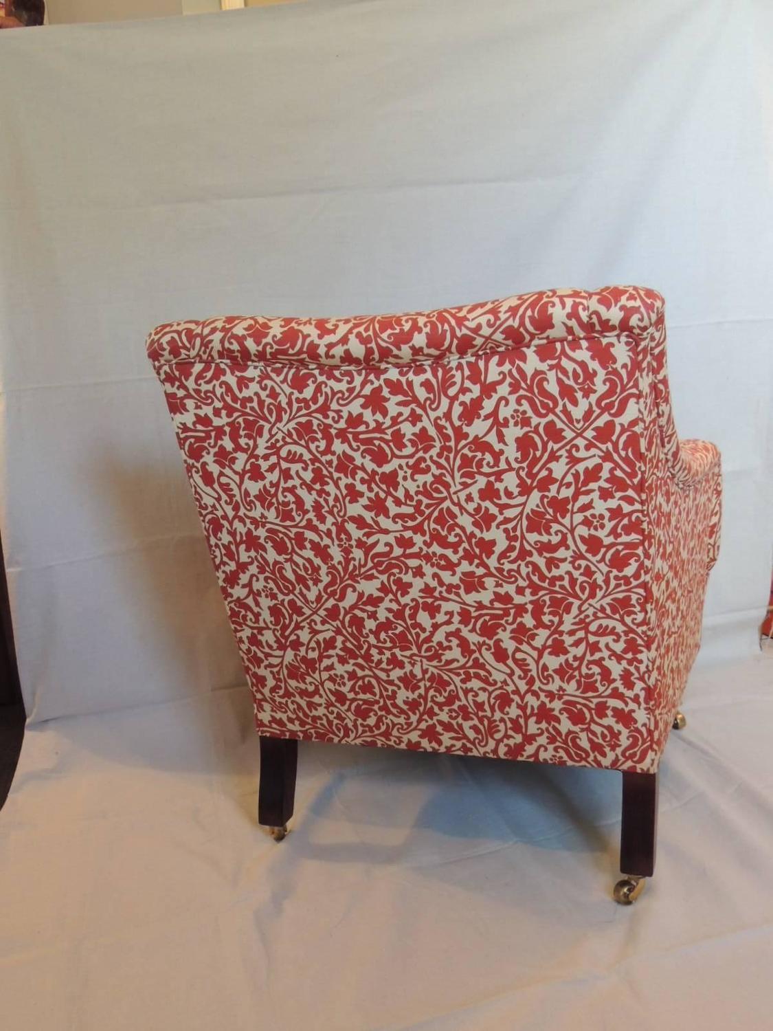Classic Smith Upholstered Armchair in India Flower Fabric For
