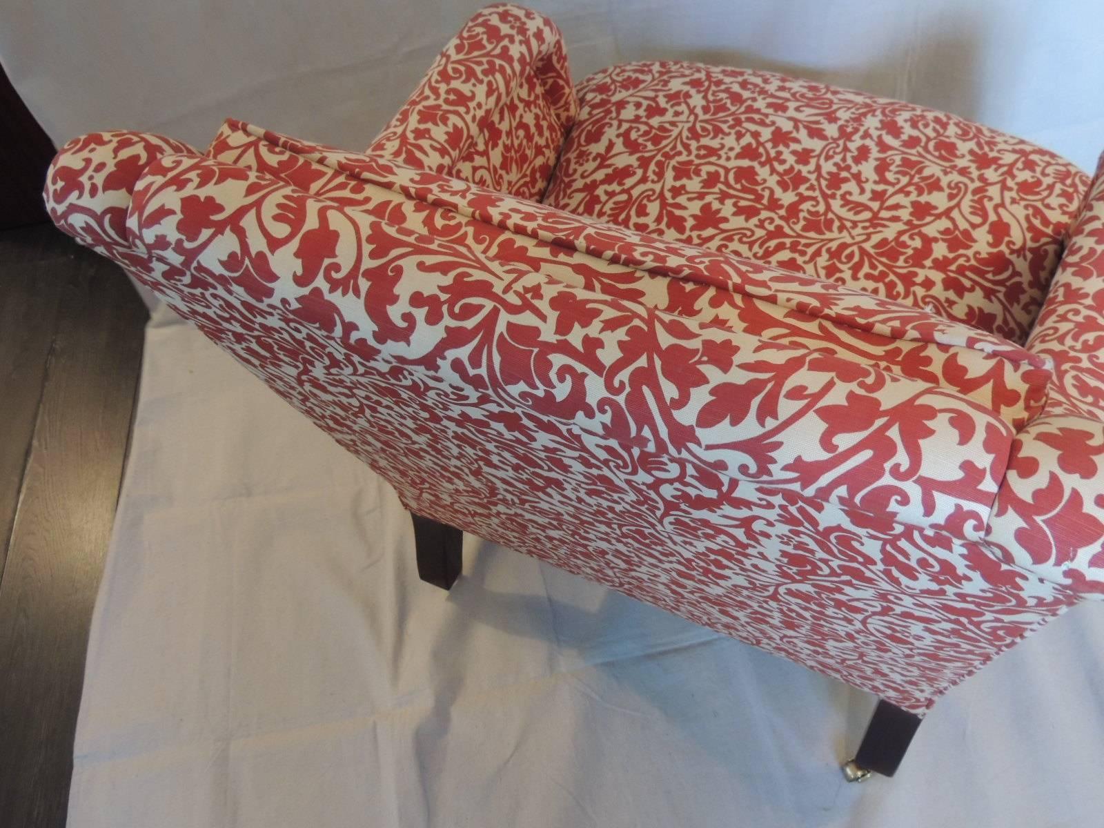 English Classic George Smith Upholstered Armchair in India Flower Fabric