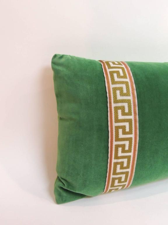 Pair of Vintage Emerald Green Silk Velvet Lumbar Pillows at 1stDibs
