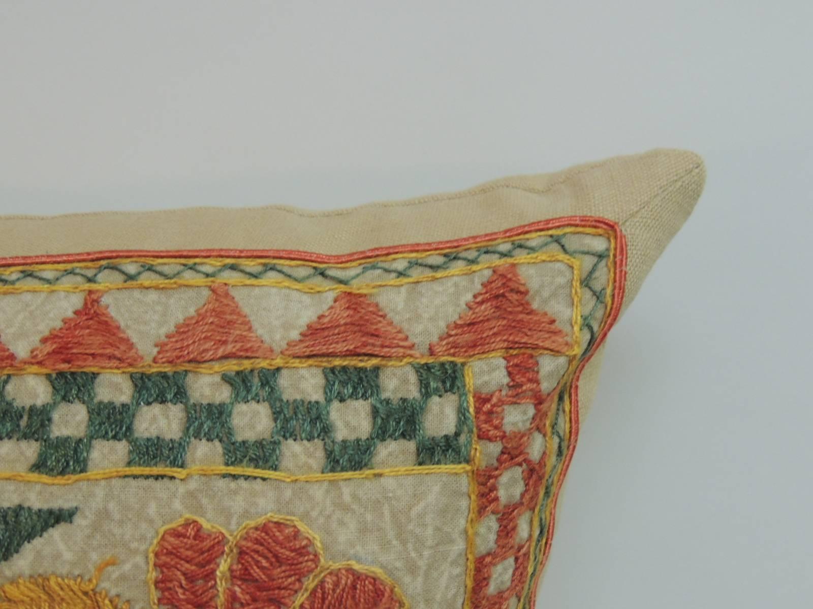 Suzani Pair of 19th Century Indian Hand Embroidery Decorative Pillows