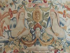 Colorful Aubusson Tapestry with Fringes