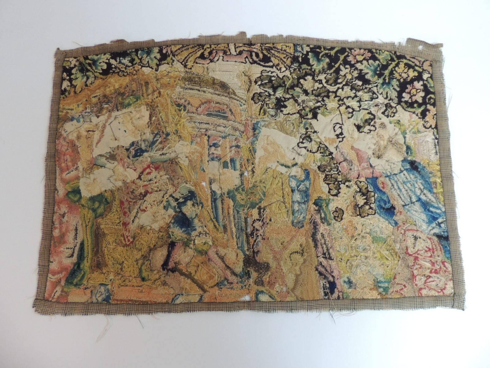CLOSE OUT SALE: 18th Century Small English Embroidery Tapestry Panel In Good Condition In Oakland Park, FL
