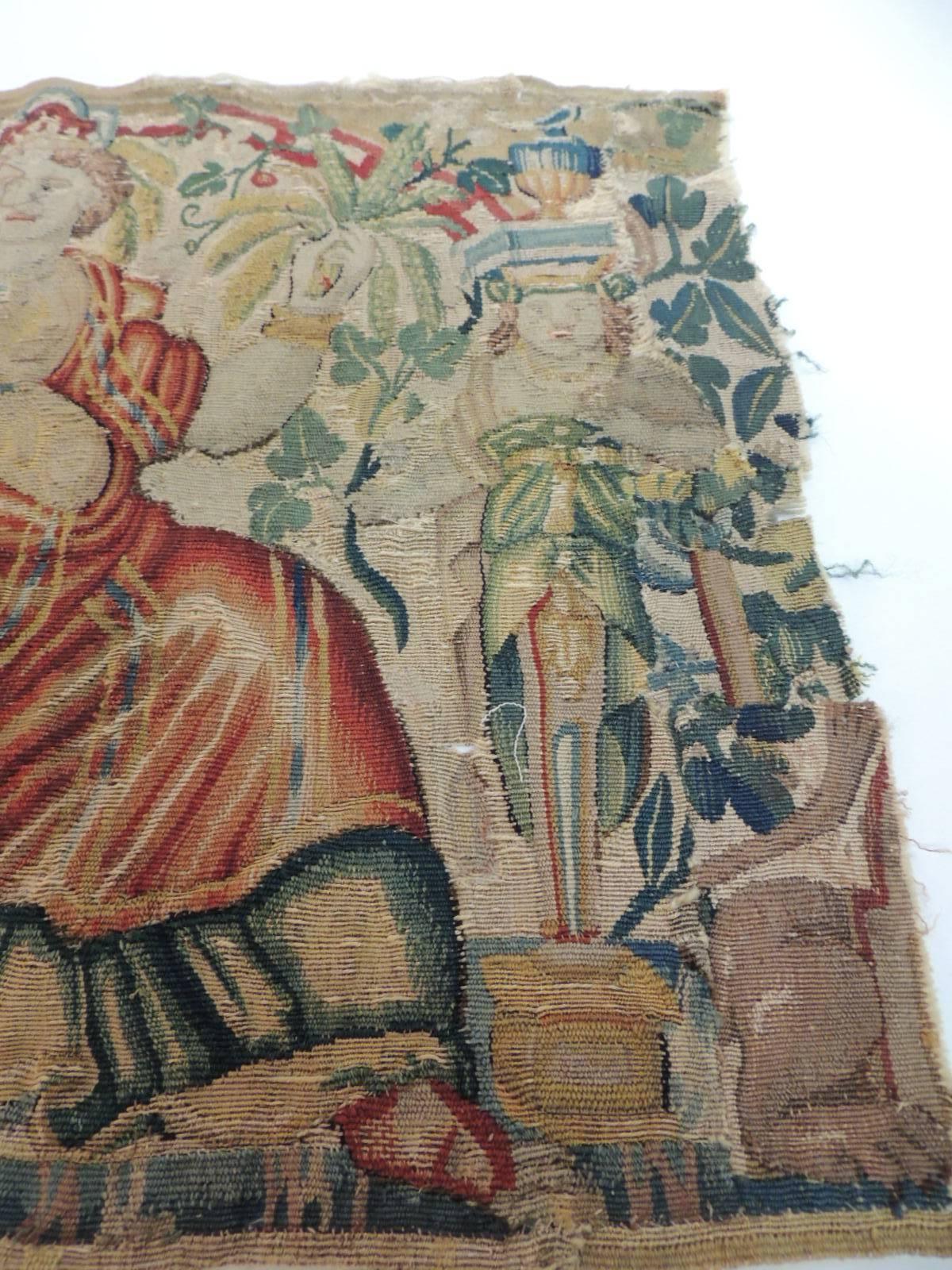 Hand-Crafted CLOSE OUT SALE: 18th Century Aubusson Tapestry Panel of Goddess in a Red Cape