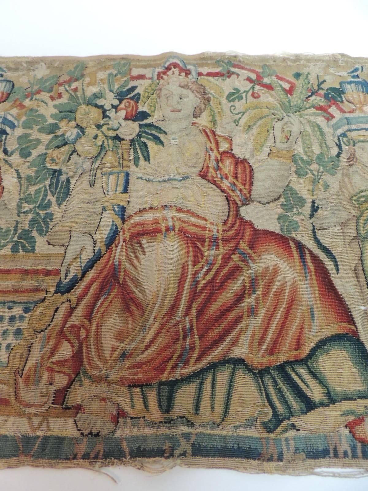 CLOSE OUT SALE: 18th Century Aubusson Tapestry Panel of Goddess in a Red Cape In Good Condition In Oakland Park, FL