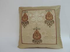 19th Century Persian Embroidered Damask Silk Decorative Pillow