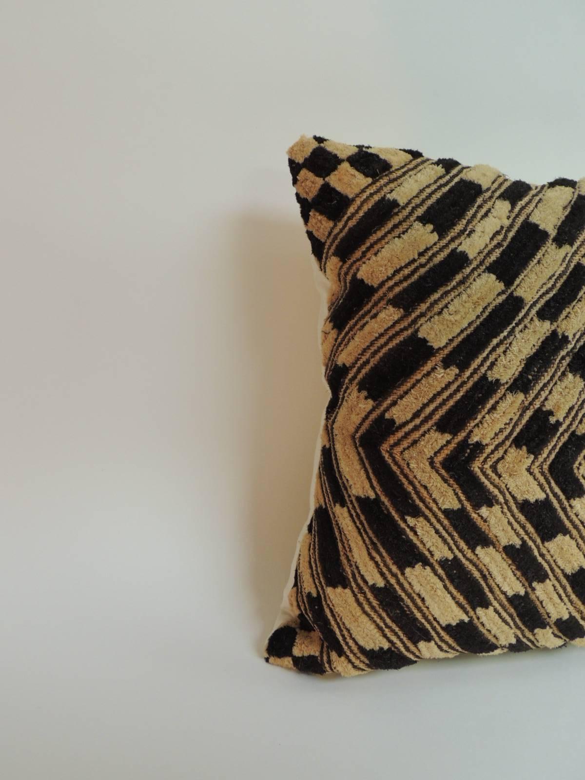 Tribal Vintage Kasai Velvet Raffia African Artisanal Textile Decorative Pillow