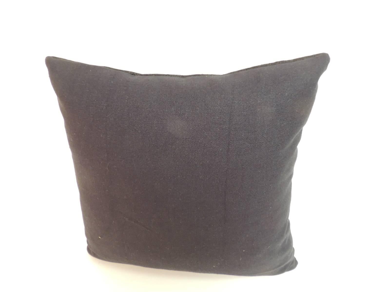 19th Century Black Embroidery African Decorative Pillow In Excellent Condition In Oakland Park, FL