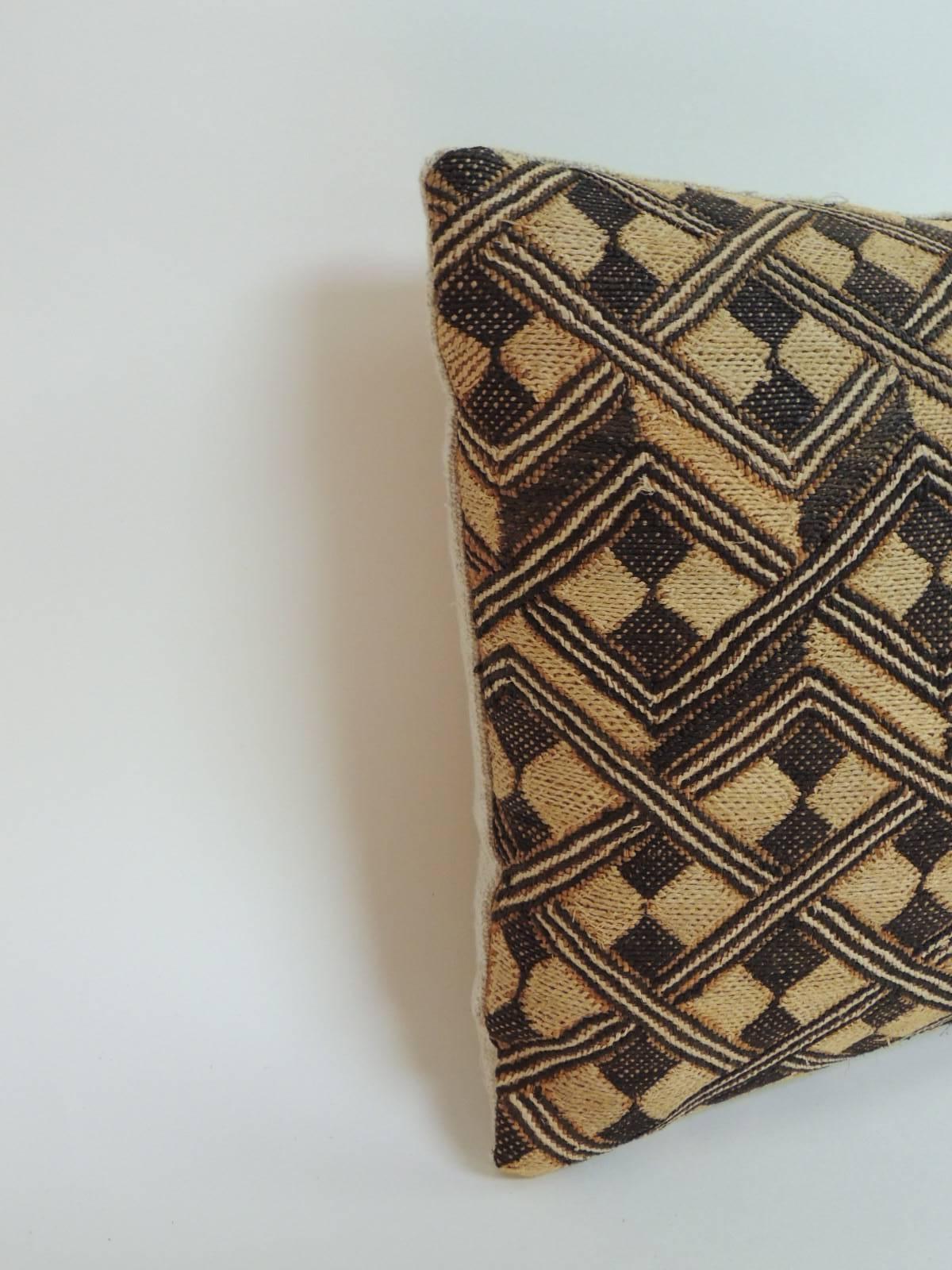 Hand-Crafted Vintage Handwoven Orange and Brown African Tribal Decorative Lumbar Pillow