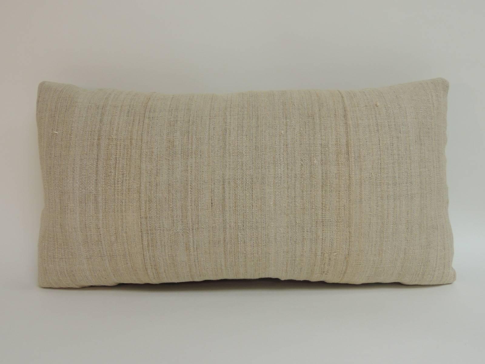 Hand-Crafted Vintage Handwoven Camel and Brown African Tribal Decorative Lumbar Pillow