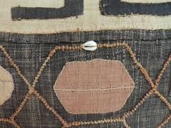 Pair of Vintage Embroidery African Tribal Lumbar Pillows with Cowries Shells