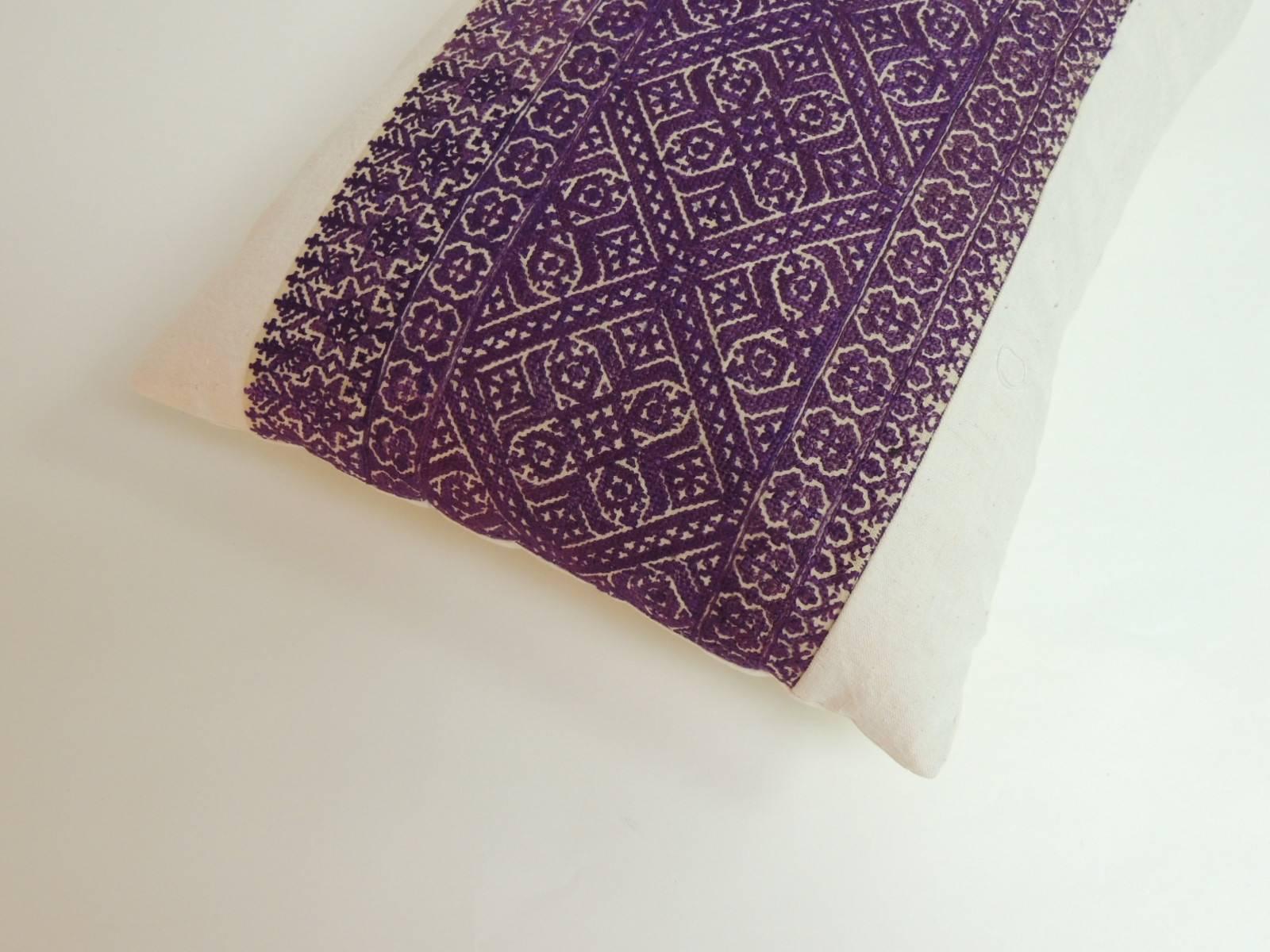 Moorish 19th Century Moroccan Embroidery Textile Decorative Bolster Pillow