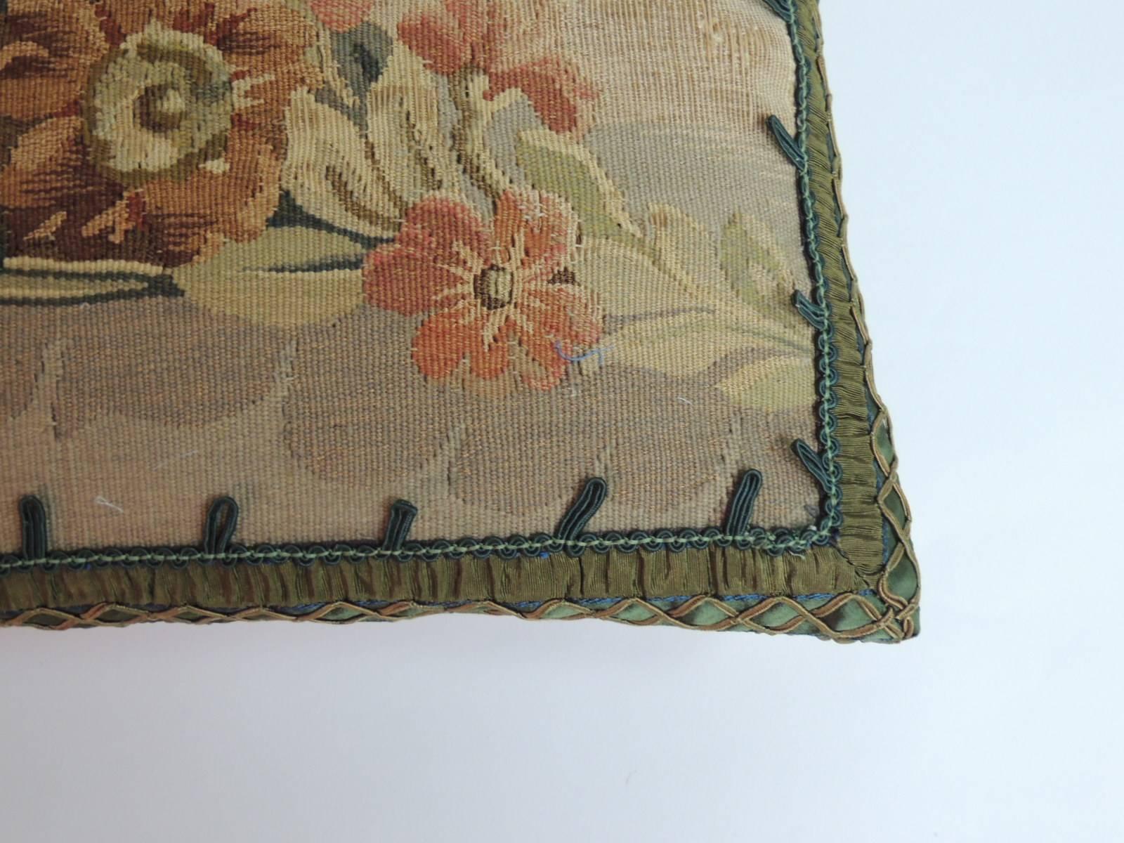 Baroque 19th Century French Petite Aubusson Tapestry Decorative Pillow