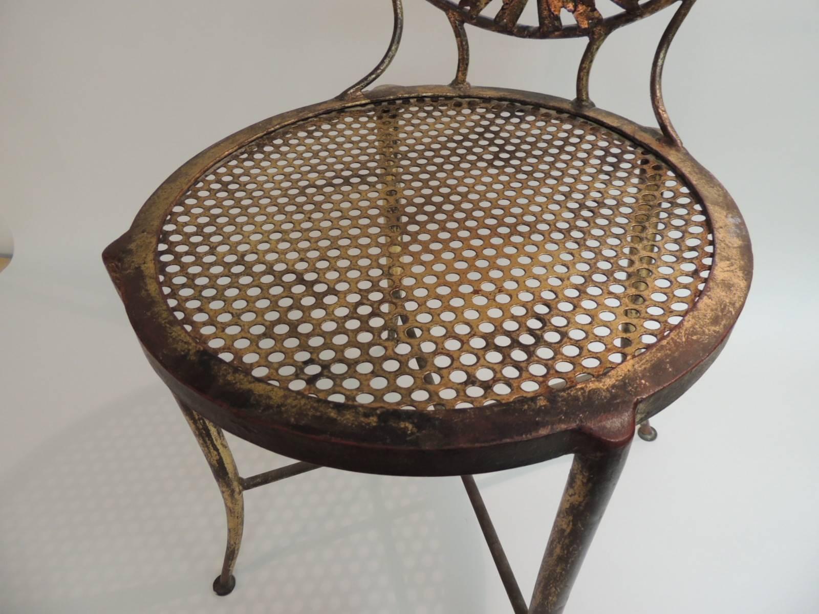 Hand-Crafted Hollywood Regency Style Italian Gilt Metal Wheat Sheaf Chair