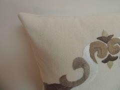 Vintage Mid-Century Style Ecru Alpaca and Wool Woven Decorative Pillow