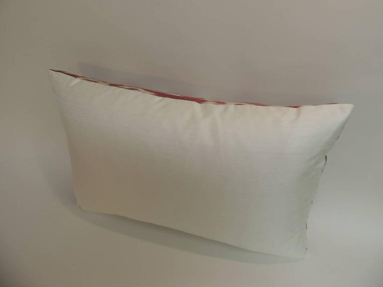 Vintage Fuschia and Natural Silk Ikat Bolster Decorative Pillow For Sale at 1stdibs