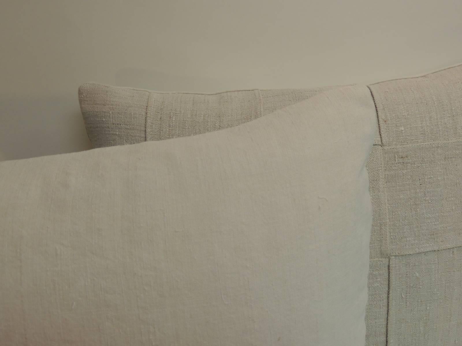 Pair of 19th Century Homespun French Antique Linen Pillows 1