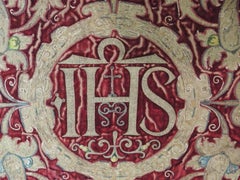 18th Century Italian Ecclesiastical Gold Embroidered on Silk Velvet Panel