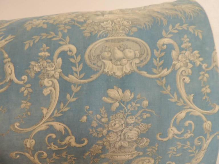 Large Antique French Provincial Toile Decorative Bolster Pillow with
